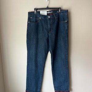 Eddie Bauer Flannel Lined Straight Fit Men's Blue Jeans - 36x34